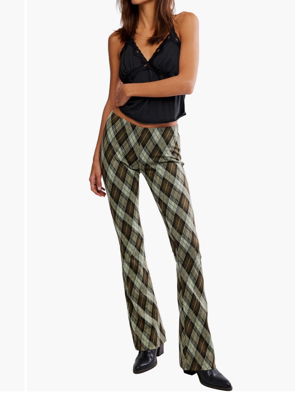 NWT Free People Chloe Flare Knit Pants In Olive Size S